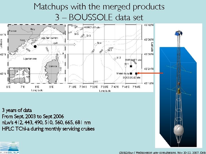 Matchups with the merged products 3 – BOUSSOLE data set 3 years of data