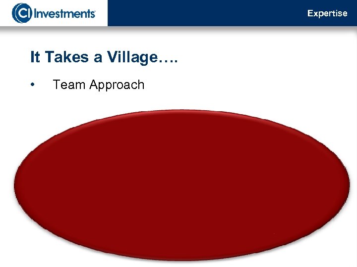 Expertise It Takes a Village…. • Team Approach 