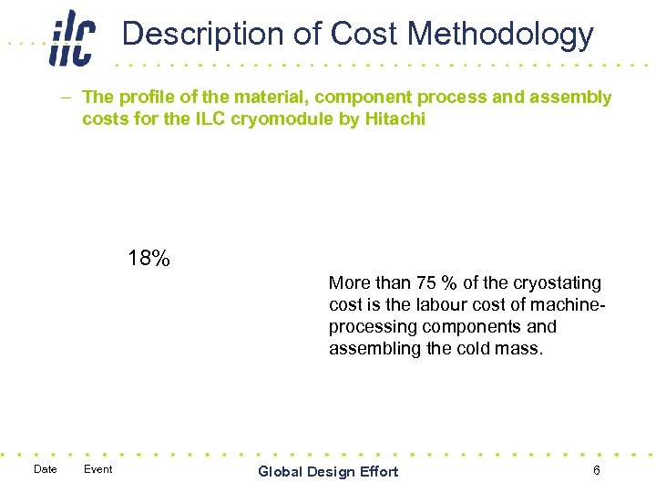 Description of Cost Methodology – The profile of the material, component process and assembly