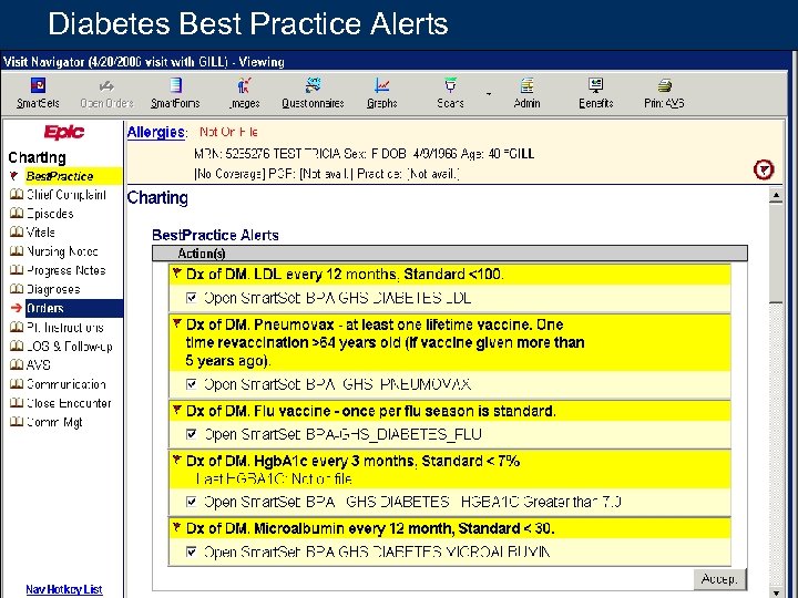 Diabetes Best Practice Alerts Heal • Teach • Discover • Serve 
