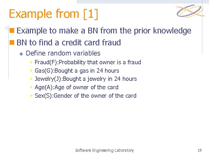 Example from [1] n Example to make a BN from the prior knowledge n