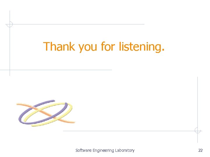 Thank you for listening. Software Engineering Laboratory 22 