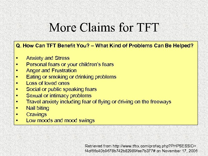 More Claims for TFT Q. How Can TFT Benefit You? – What Kind of