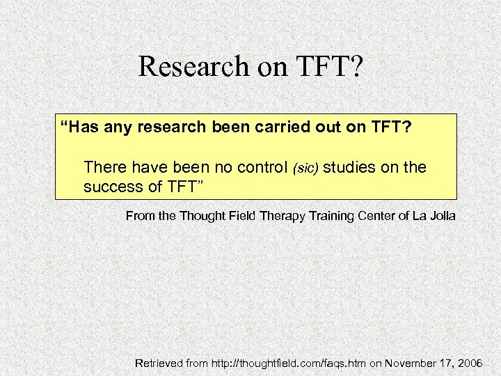 thought field therapy research