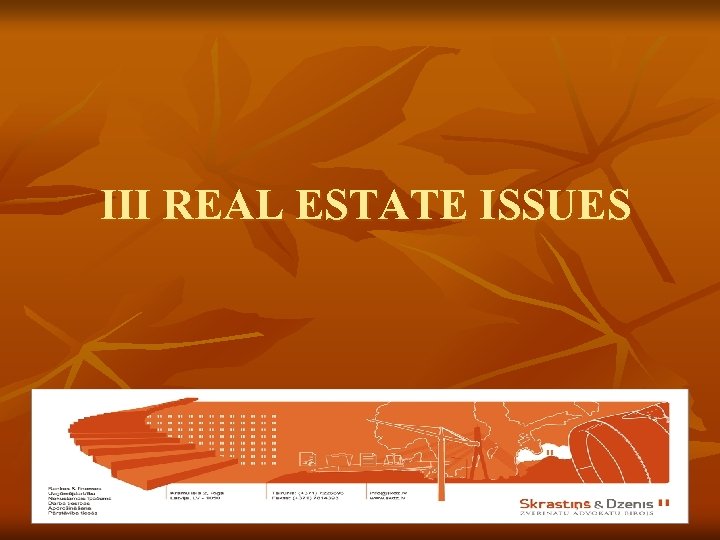  III REAL ESTATE ISSUES 