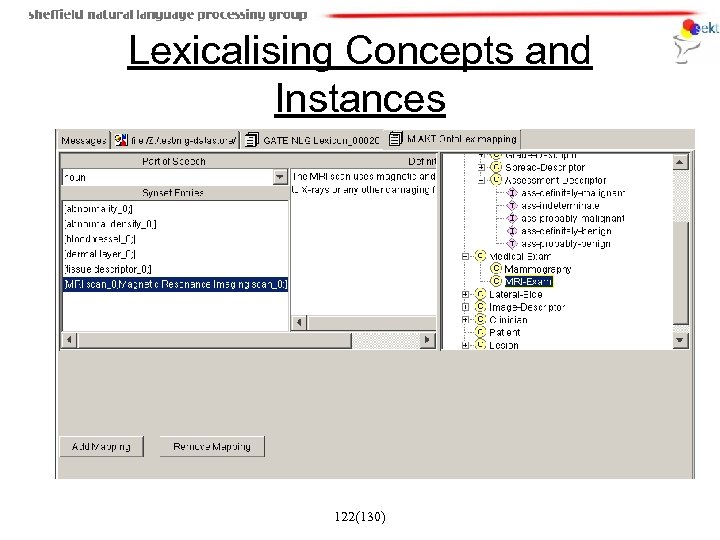 Lexicalising Concepts and Instances 122(130) 