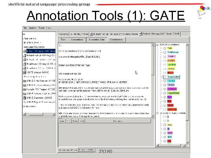 Annotation Tools (1): GATE 27(130) 