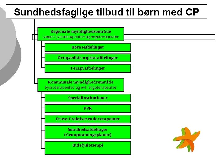 Sundhedsfaglige tilbud til børn med CP Regionale myndighedsområde Læger, fysioterapeuter og ergoterapeuter Børneafdelinger Ortopædkirurgiske