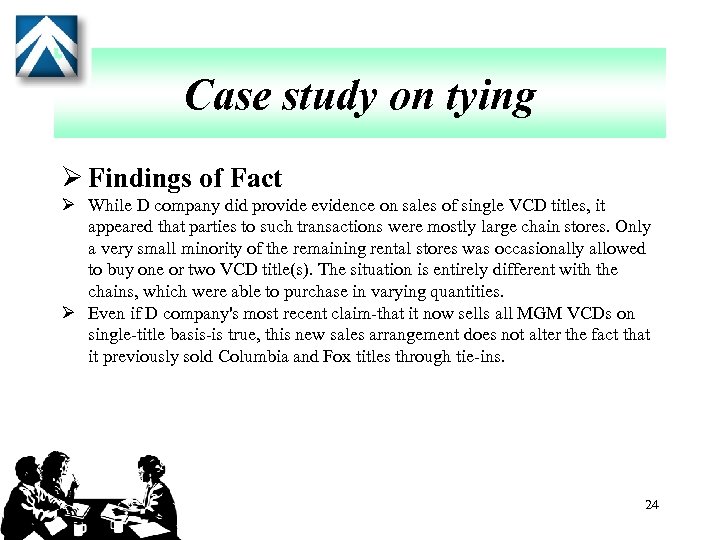 Case study on tying Ø Findings of Fact Ø While D company did provide