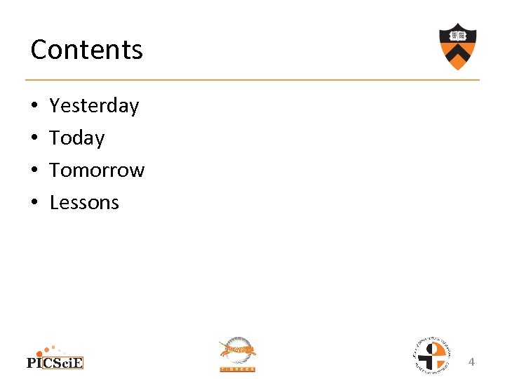 Contents • • Yesterday Tomorrow Lessons 4 