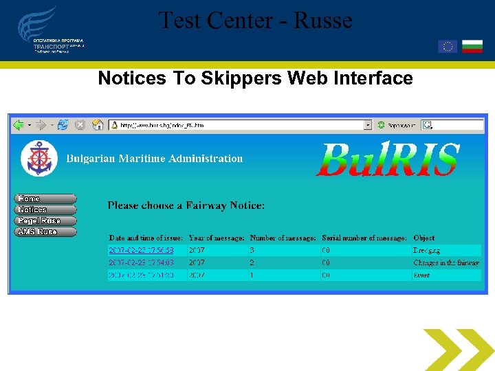 Test Center - Russe Notices To Skippers Web Interface 