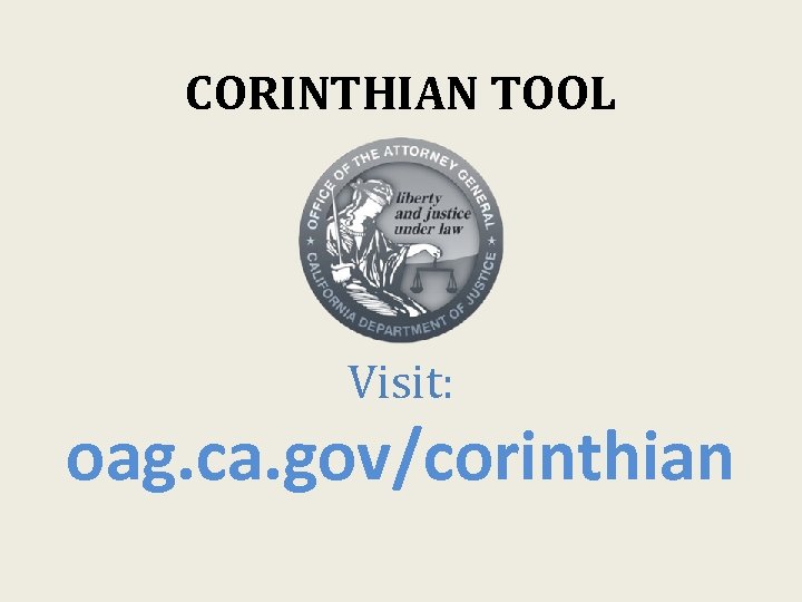 CORINTHIAN TOOL Visit: oag. ca. gov/corinthian 