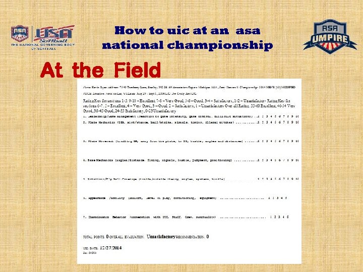 How to uic at an asa national championship At the Field 