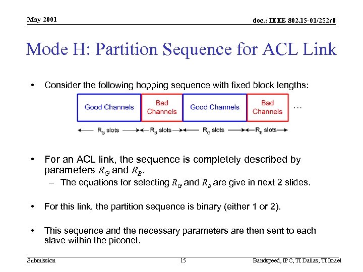 May 2001 doc. : IEEE 802. 15 -01/252 r 0 Mode H: Partition Sequence