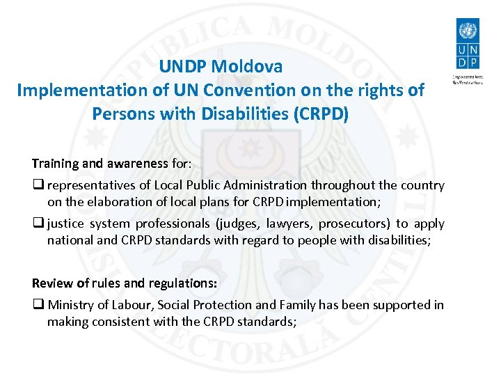 UNDP Moldova Implementation of UN Convention on the rights of Persons with Disabilities (CRPD)
