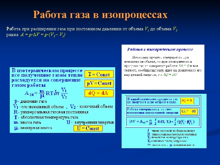 Давление расширения. Работа газа в изопроцессах. Работа совершаемая газом при изопроцессах. Работа газа при постоянном давлении. Вычисление работы идеального газа при изопроцессах..