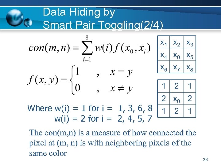 Data Hiding by Smart Pair Toggling(2/4) x 1 x 2 x 3 x 4