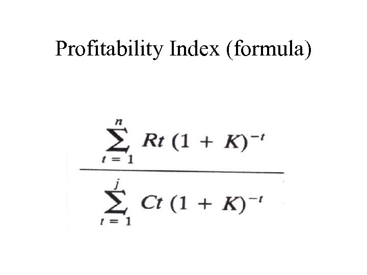 Profitability Index (formula) 