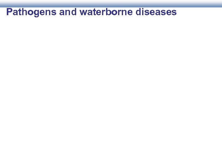 Pathogens and waterborne diseases 