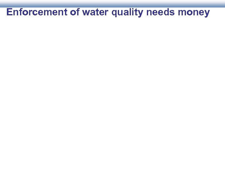 Enforcement of water quality needs money 