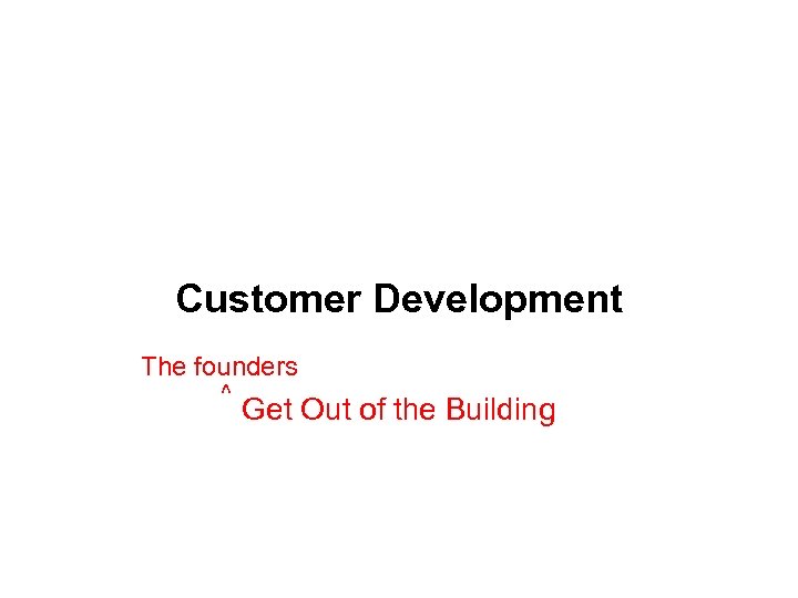 Customer Development The founders ^ Get Out of the Building 