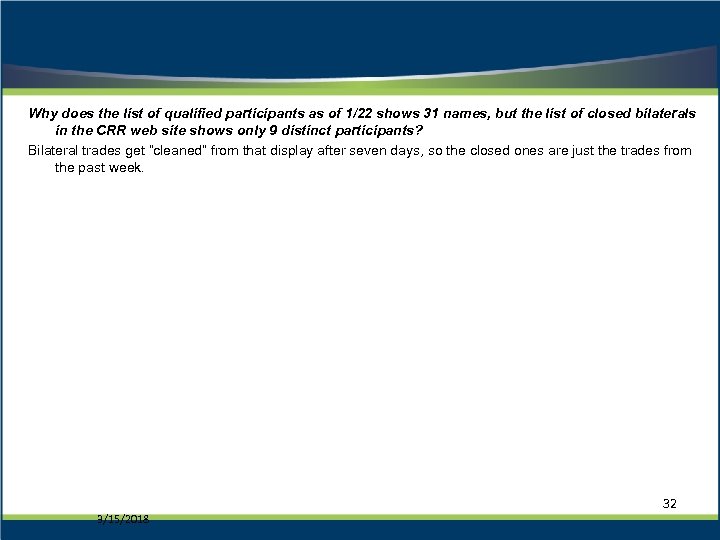 Why does the list of qualified participants as of 1/22 shows 31 names, but