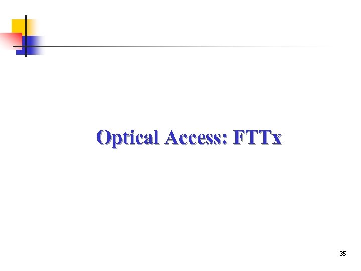 Optical Access: FTTx 35 
