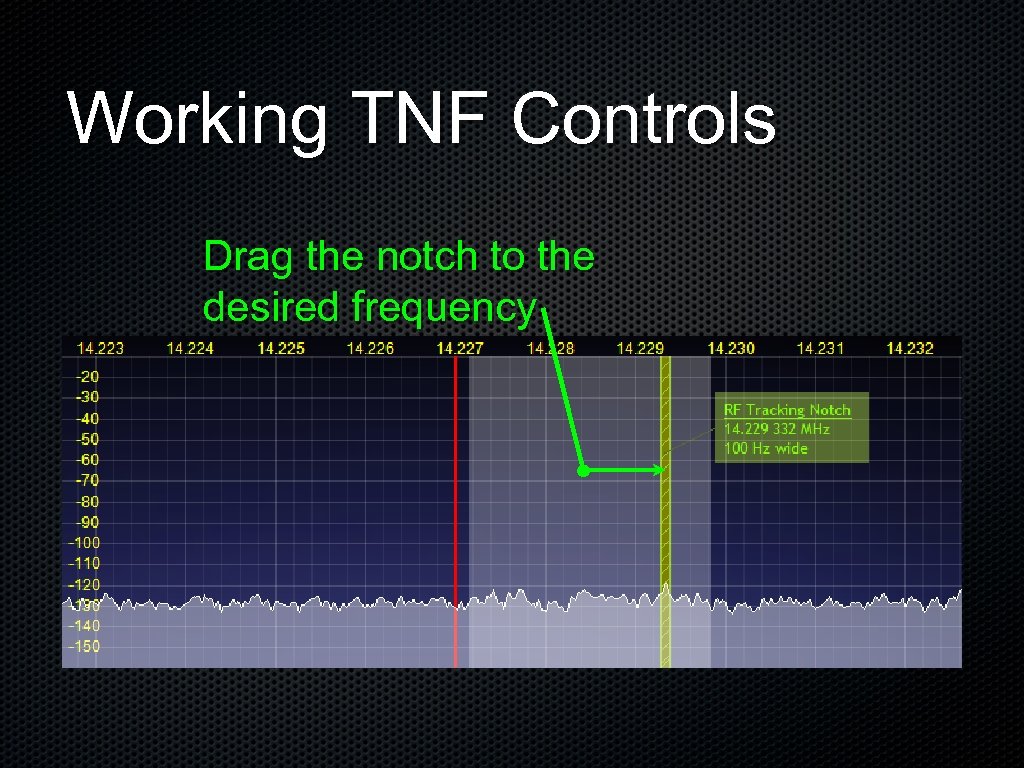 Working TNF Controls Drag the notch to the desired frequency 