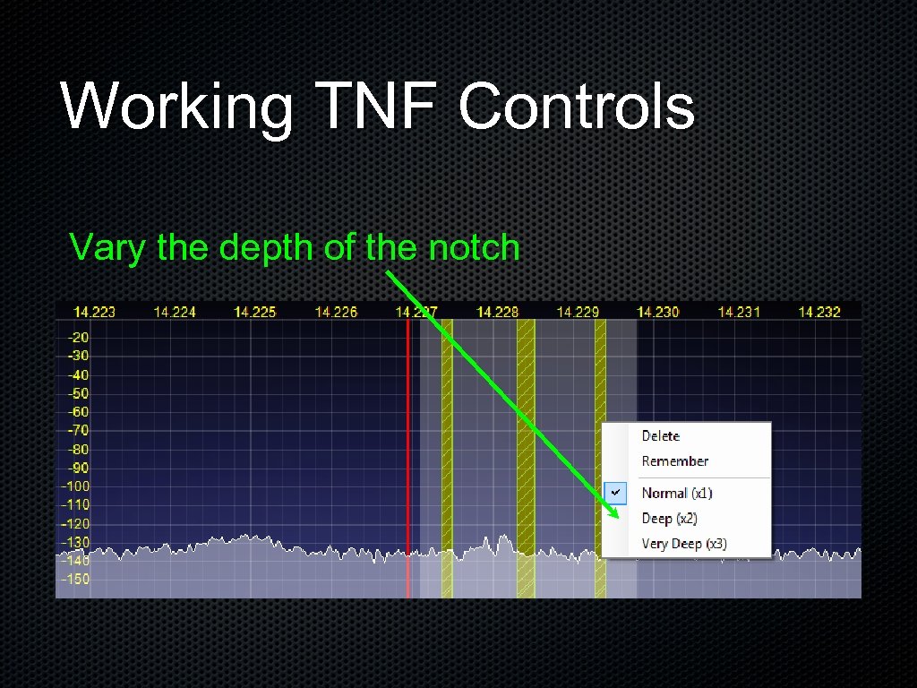 Working TNF Controls Vary the depth of the notch 