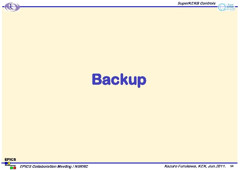 Super. KEKB Controls Backup EPICS Collaboration Meeting / NSRRC Kazuro Furukawa, KEK, Jun. 2011.
