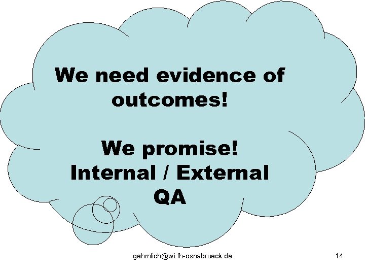We need evidence of outcomes! We promise! Internal / External QA gehmlich@wi. fh-osnabrueck. de