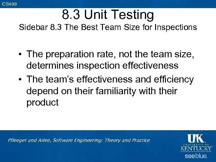 CS 499 8. 3 Unit Testing Sidebar 8. 3 The Best Team Size for