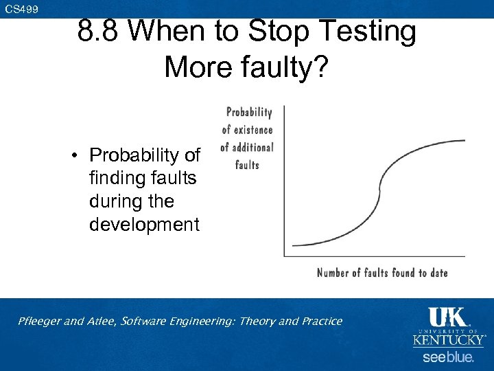CS 499 8. 8 When to Stop Testing More faulty? • Probability of finding