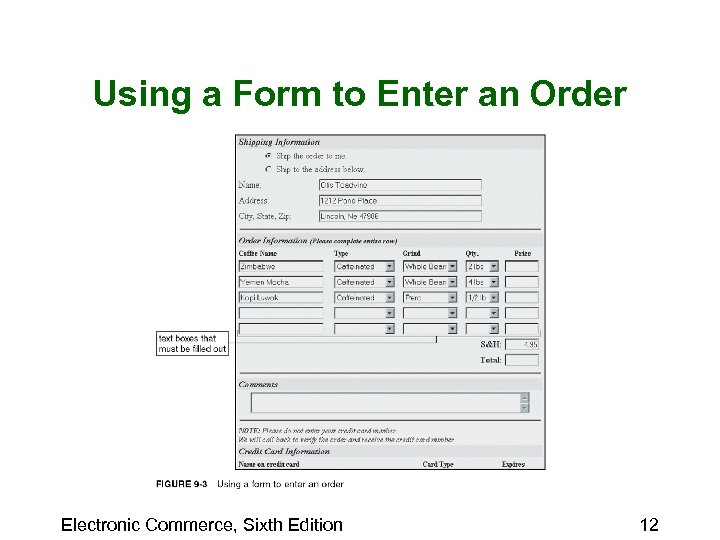 Using a Form to Enter an Order Electronic Commerce, Sixth Edition 12 