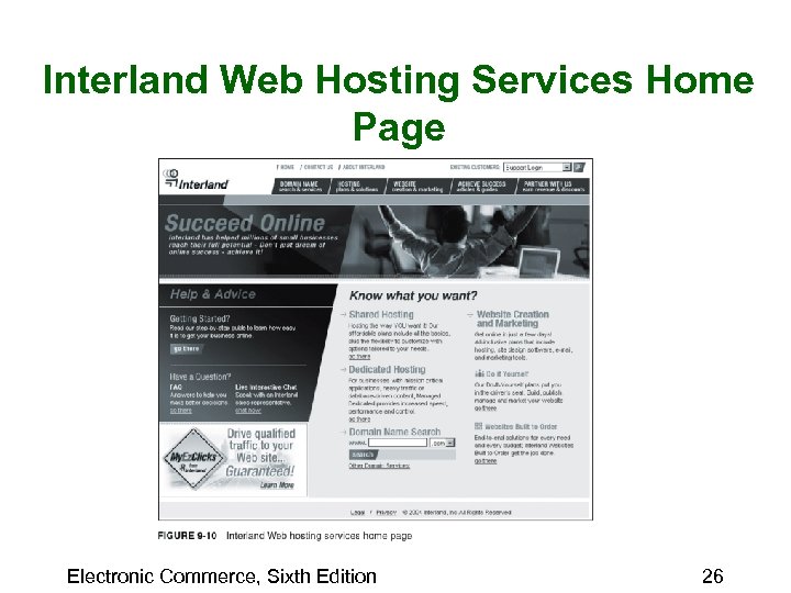 Interland Web Hosting Services Home Page Electronic Commerce, Sixth Edition 26 