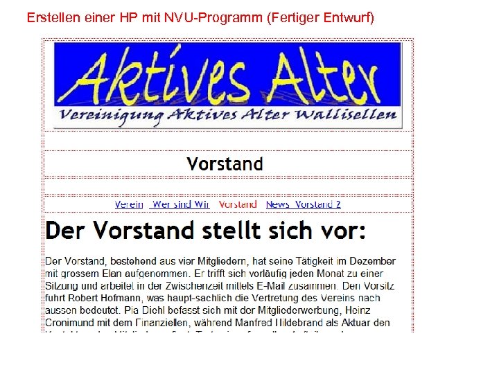 Erstellen einer HP mit NVU-Programm (Fertiger Entwurf) 