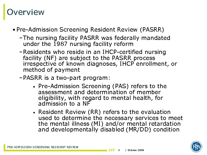 Pre-Admission Screening Resident Review Presented By EDS Provider