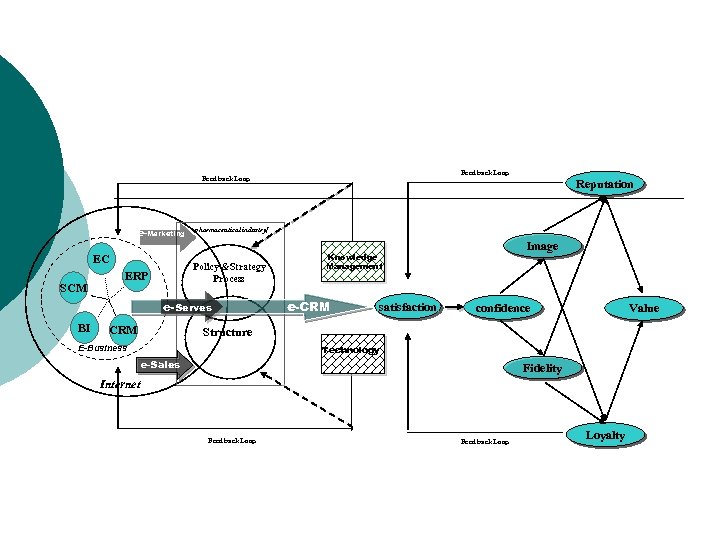 Feed back Loop e-Marketing EC SCM pharmaceutical industry[ Policy &Strategy Process ERP e-Serves BI