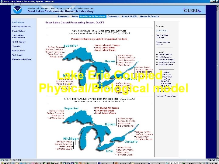 Lake Erie Coupled Physical/Biological model 