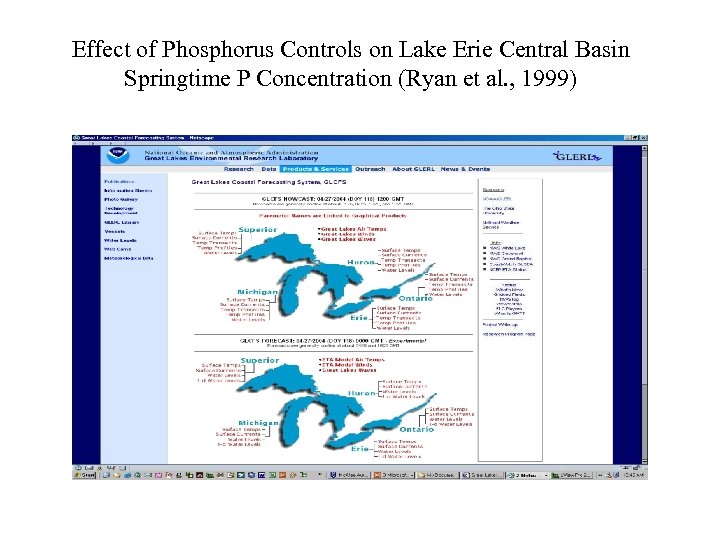 Effect of Phosphorus Controls on Lake Erie Central Basin Springtime P Concentration (Ryan et