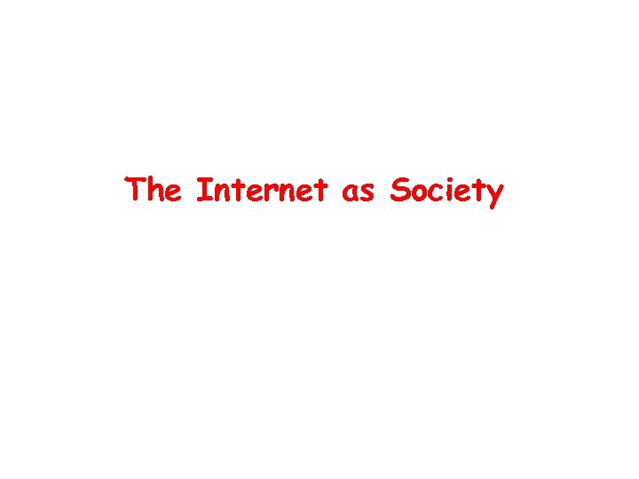 The Internet as Society 