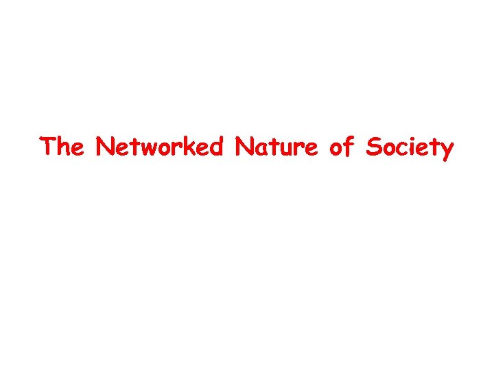 The Networked Nature of Society 