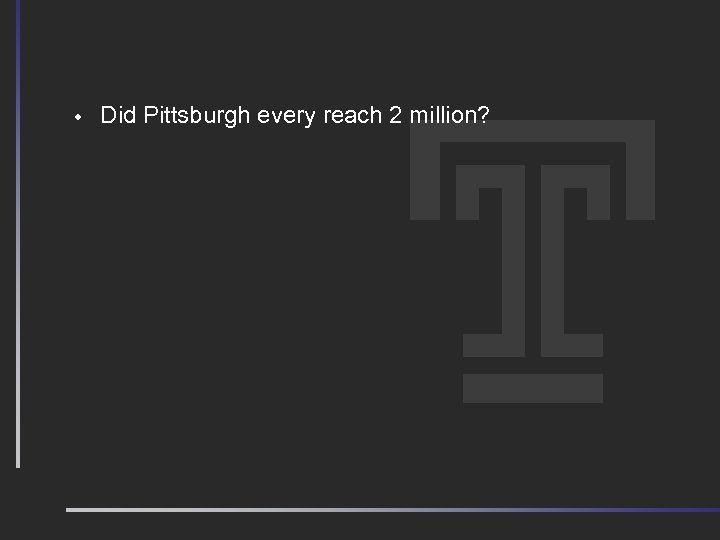 w Did Pittsburgh every reach 2 million? Doing Justice 