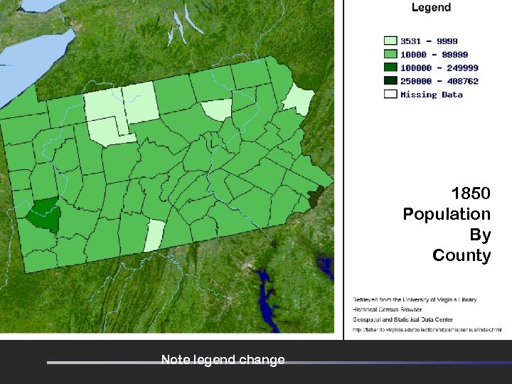 1850 Population By County Doing Justice Note legend change 