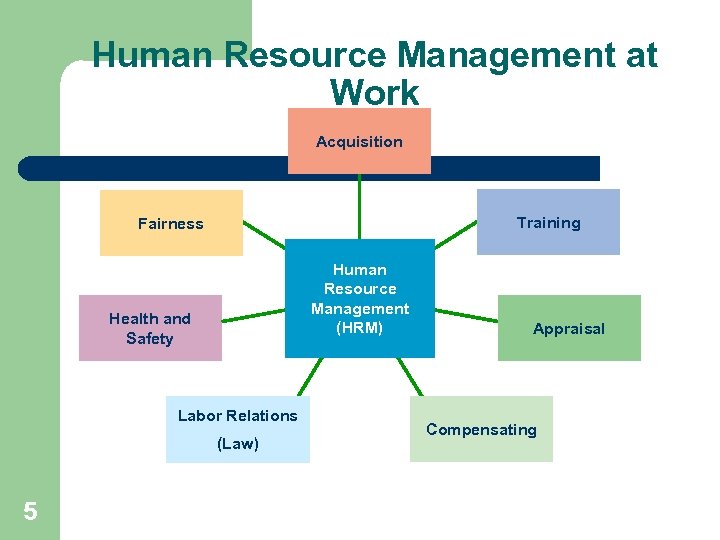 Human Resource Management at Work Acquisition Training Fairness Human Resource Management (HRM) Health and