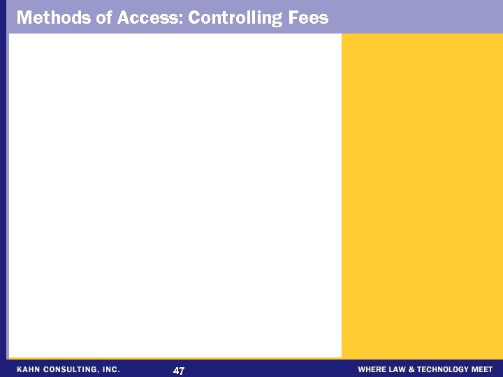 Methods of Access: Controlling Fees 47 