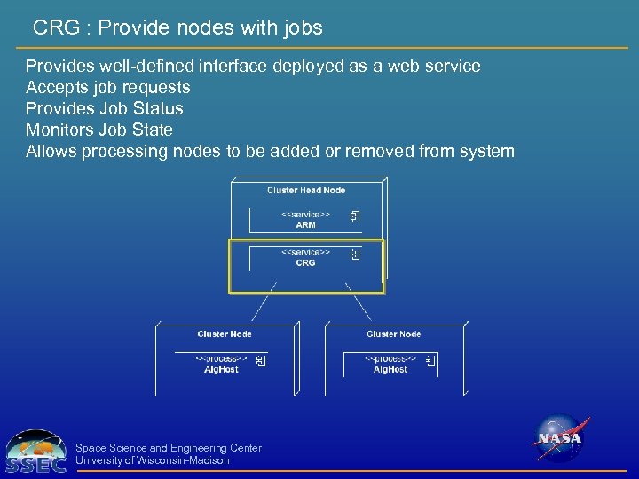 CRG : Provide nodes with jobs Provides well-defined interface deployed as a web service