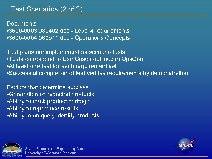 Test Scenarios (2 of 2) Documents • 3600 -0003. 080402. doc - Level 4