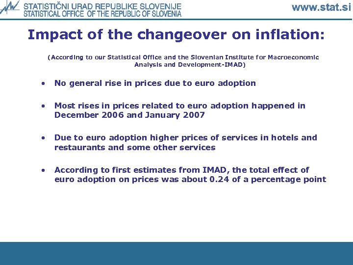 Impact of the changeover on inflation: (According to our Statistical Office and the Slovenian