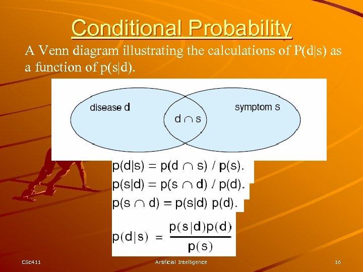 Conditional Probability A Venn diagram illustrating the calculations of P(d|s) as a function of